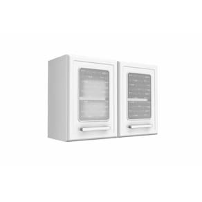 Armário Aéreo Cozinha Modulado Gourmet 7006 2 Portas c/Vidro Branco - Bertolini