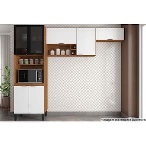 Cozinha Completa Composição 07 Firenze 3 Peças (2 Aéreos + 1 Paneleiro) Amendola/Branco - Demóbile