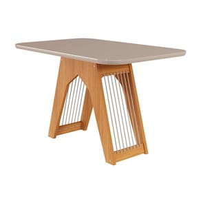 Mesa para Cozinha Carol + Tampo Madeirado Vidro 130x80cm Nature/Off White - Cimol