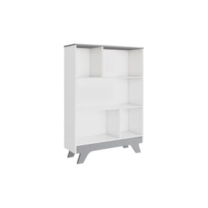 Estante Infantil Retrô 2868 c/ 5 Nichos Branco Brilho/Cinza - Peroba