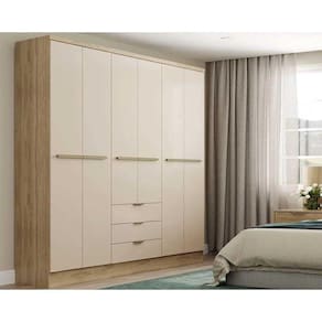 Guarda Roupa 6 Portas e 3 Gavetas Troy 1151 Noce/Off White - Carraro