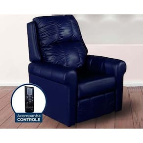 Poltrona Reclinável p/ Sala MH 1216 Two Way c/ Massagem Courano Azul Marinho - Herval