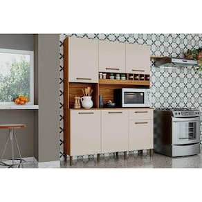 Cozinha Completa Pinot 6 Portas e 1 Gaveta 73cm Amendoa/Off White - Ronipa