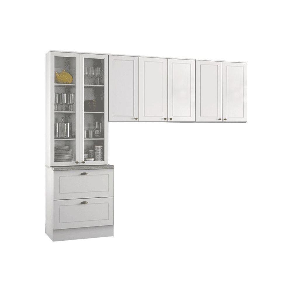 Kit de Cozinha Modulada 3 Peças Americana (2 Armários + 1 Paneleiro) CPT06 Branco - Henn