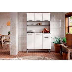 Kit de Cozinha Compacta Dona Maria c/ 6 Portas e 1 Gaveta 105cm Branco - Bertolini