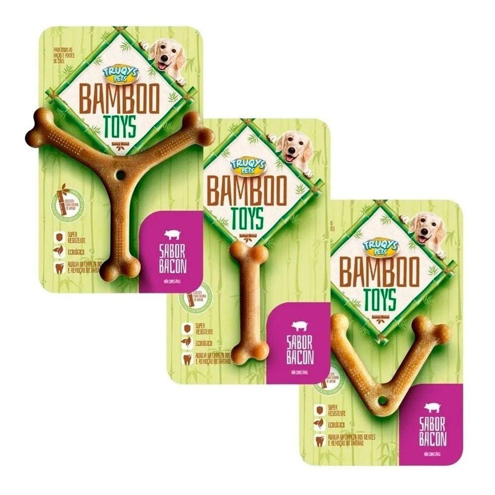 Mordedor Bambu Natural Cachorro Pequeno Reduz Tartaro - 3un
