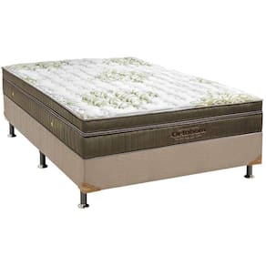 Cama Box Casal: Colchão Molas Ortobom SuperPocket Gold Ultragel + Box Nobuck Clean(138x188)