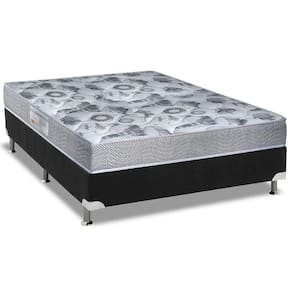 Cama Box Casal: Colchão Anatômico Ortobom D28/EP Fort Tech ISO 60 + Base CRC Suede Black(138x188)