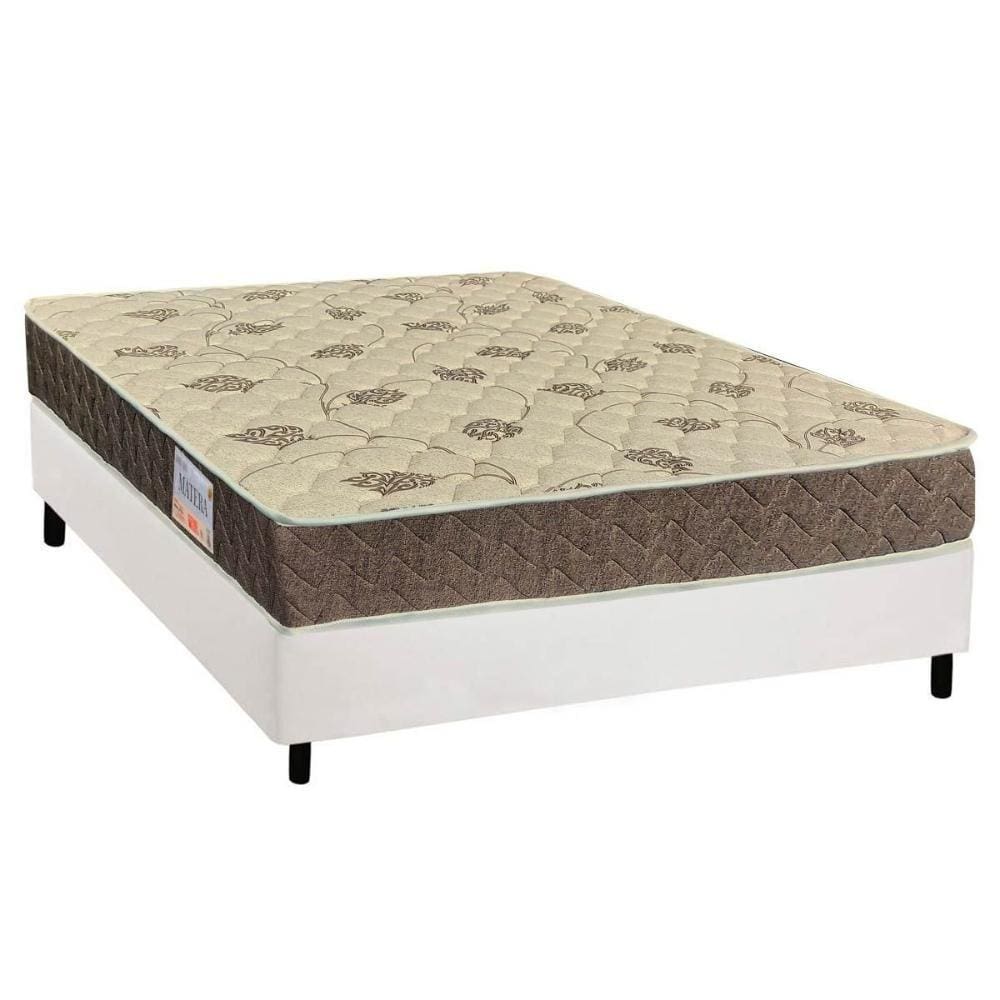 Cama Box Casal: Colchão Espuma Orthoflex D33/EP Matera + Base CRC Suede White(138x188)