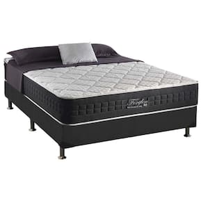 Cama Box Casal: Colchão Molas MasterPocket Ensacadas Anjos   Fort Flex + Base CRC Suede Cinza(138x188)