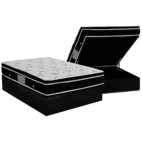 Cama Box Baú Casal: Colchão Molas Bonnel Ortobom Nanolastic Physical Spring + Base CRC Courano Black(138x188)