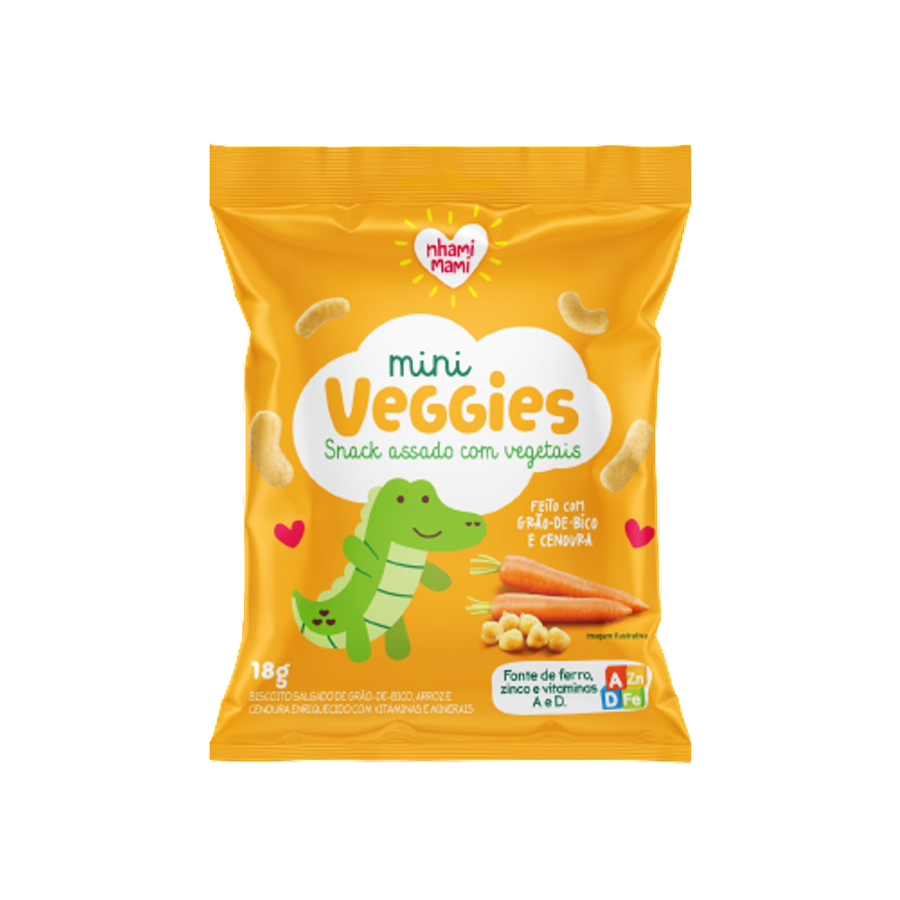 Kit 6X: Snack Infantil Grão de Bico e Cenoura Nhami Mami 18g