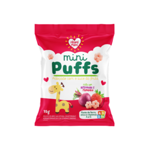 Kit 3X: Snack Infantil Puffs Beterraba/Morango Nhami Mami15g