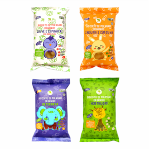 Kit 4 Biscoitos de Polvilho Crilancha: Hortaliças, Cenoura, Beterraba, Espinafre