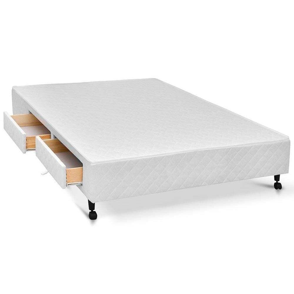 Cama Box Base c/Gavetas Casal Poli Tecido White (138x27-c/2 Gavs) - Castor