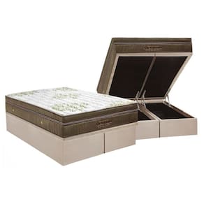 Cama Box Baú King: Colchão Molas Ensacadas Ortobom SuperPocket Gold Ultra Gel + Base CRC Suede Clean(193x203)