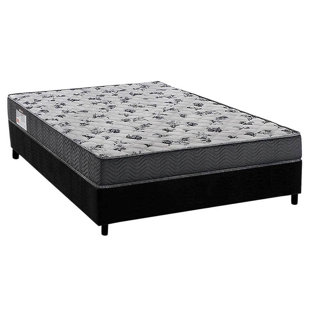 Cama Box Casal: Colchão Anatômico Ortobom D33/EP Fort Tech ISO 100 + Base CRC Suede Black(138x188)