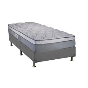 Cama Box Solteiro: Colchão Molas Ensacadas Luckspuma MasterPocket New Maxi + Base CRC Suede Gray(88x188)