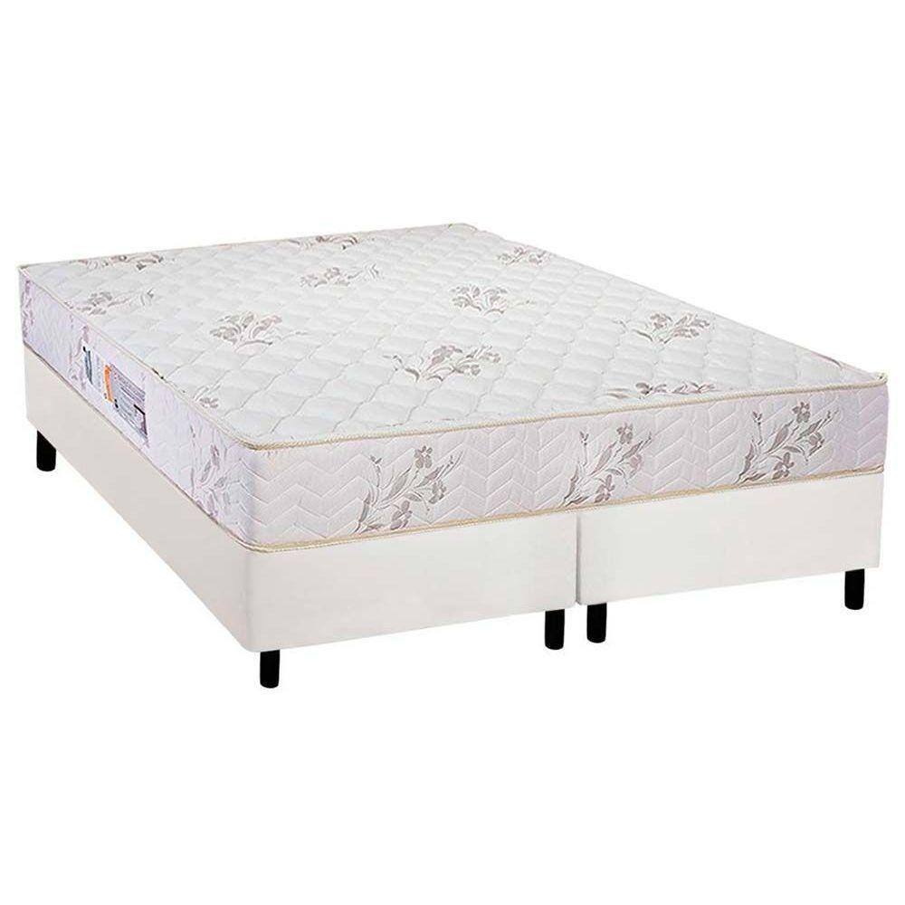 Cama Box Queen: Colchão Espuma D33 Luckspuma Supreme + Base CRC Courano White(158x198)