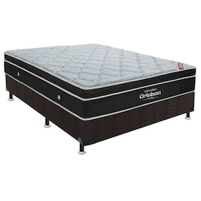 Cama Box Queen: Colchão Molas Ortobom SuperPocket Elegant + Base CRC Suede Black(158x198)