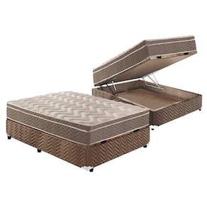 Cama Box Baú Casal: Colchão Espuma D33 Paropas / EP Confort Ultra Firme + Base CRC Suede Brown(138x188)