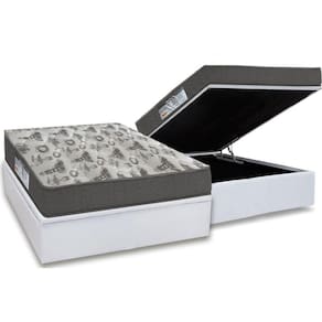 Cama Box Baú Casal: Colchão Ortopédico Ortobom D33 / EP ISO 100 Ultra Firme + Base CRC Courano White(138x188)