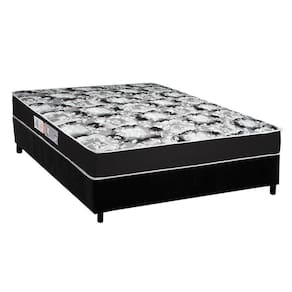 Cama Box Casal: Colchão Espuma D45 Luckspuma Gran Luck Pro + Base CRC Suede Black(138x188)