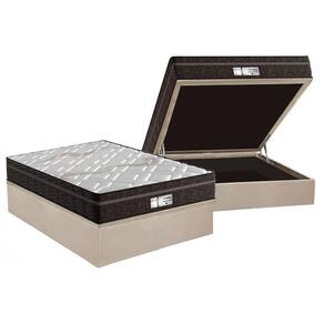 Cama Box Baú Casal: Colchão Molas MasterPocket Ensacadas Probel ProDormir Evolution + Base CRC Suede Clean(138x188)