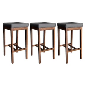 Kit 3 Banquetas Média Estofada Bali para Bancada 64 Cm Madeira Maciça Suede CCS