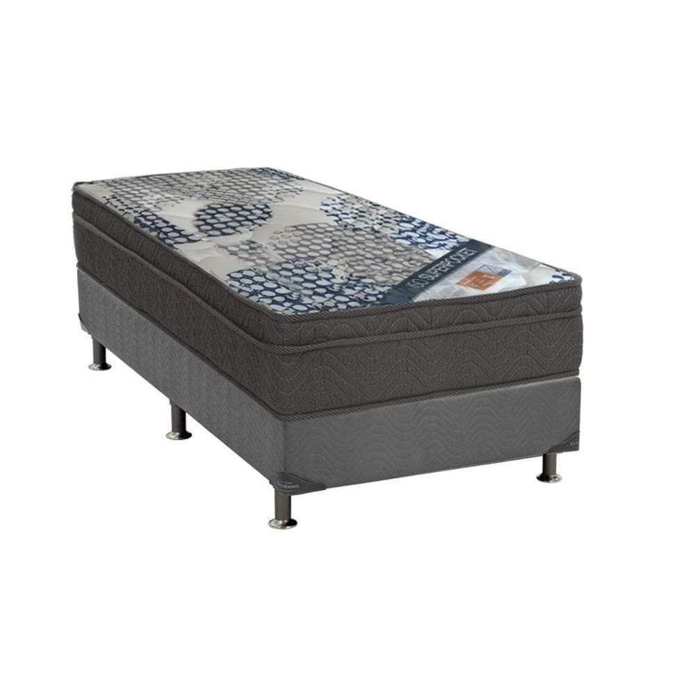 Cama Box Solteiro: Colchão Molas SuperPocket Ensacadas Ortobom ISO Firme + Base CRC Suede Gray(88x188)