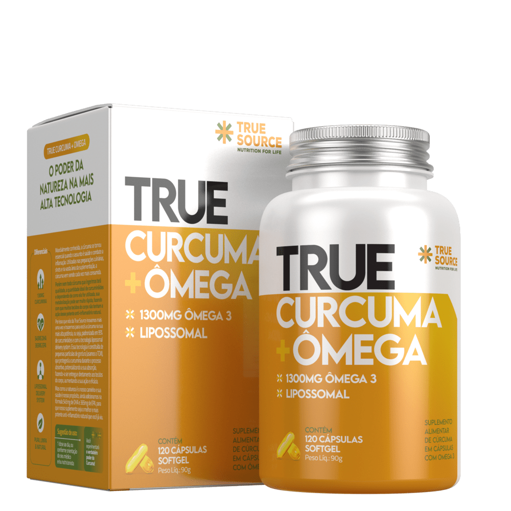 True Curcuma + Ômega True Source 120 Cápsulas