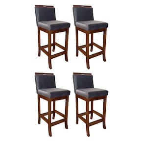 Kit 4 Banquetas Média Estofada Turim Madeira Castanho Suede CCS