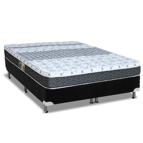 Cama Box Queen: Colchão Molas Bonnel Castor System Class + Base CRC Suede Black(158x198)