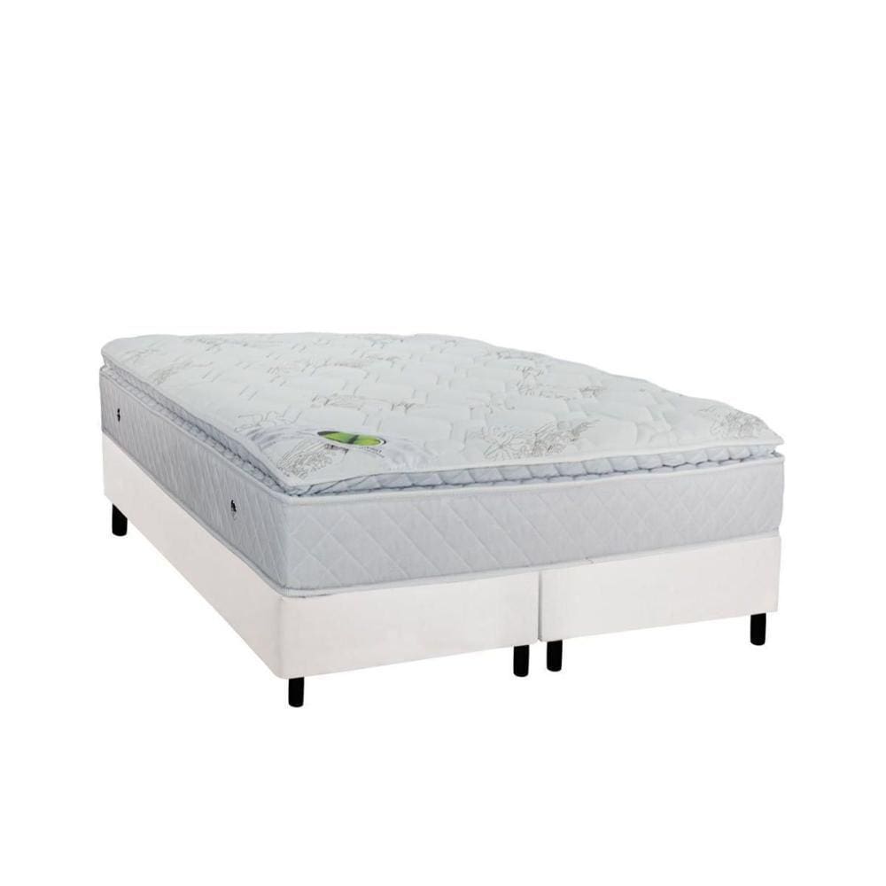 Cama Box Queen: Colchão Molas Ensacadas Luckspuma MasterPocket Maxi Dream + Base CRC Suede White(158x198)