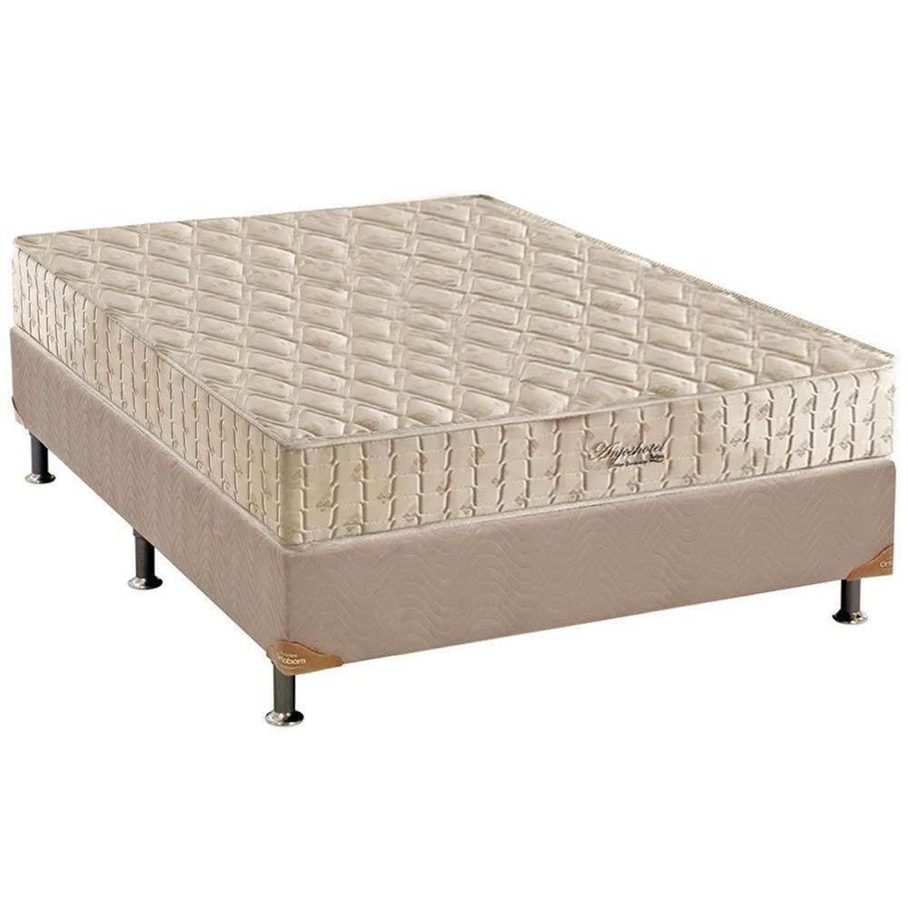 Cama Box Casal: Colchão Molas Ensacadas Anjos MasterPocket Hotelaria Double Face + Base CRC Suede Clean(138x188)