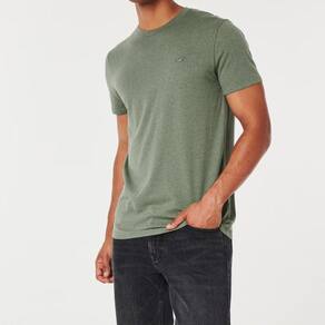 Camiseta Verde Mesclado Hollister 100% Algodão Masculina