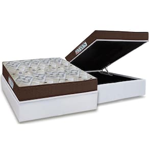 Cama Box Baú Casal: Colchão Espuma D45 Ortobom  / EP ISO 150 Mega Firme + Base CRC Courano White(138x188)