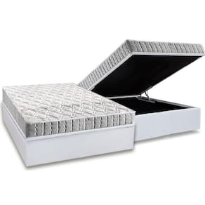 Cama Box Baú Casal: Colchão Espuma Anjos D33 Orthosono + Base CRC Courano White(138x188)