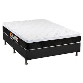 Cama Box Casal: Colchão Espuma Castor D45 Black e White + Base CRC Suede Gray(138x188)
