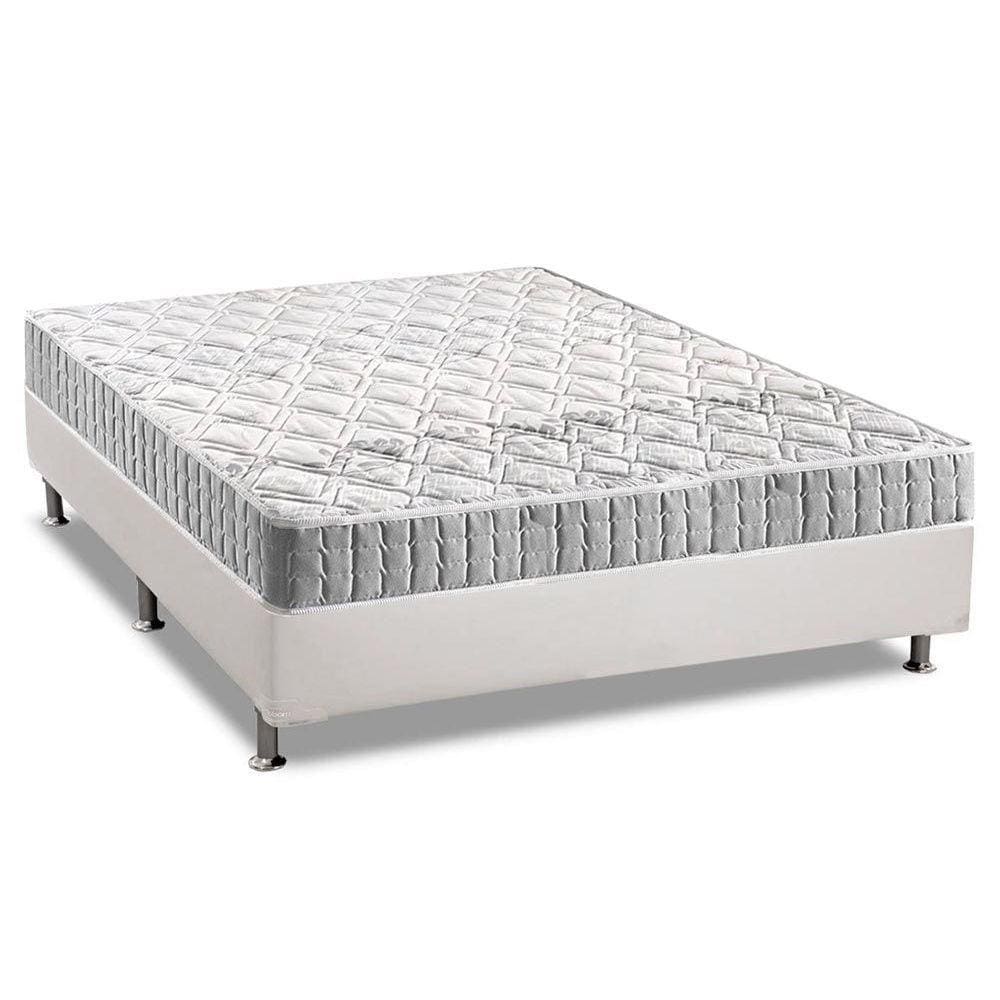 Cama Box Casal: Colchão Espuma D33 Anjos Orthosono + Base CRC Courano White(138x188)