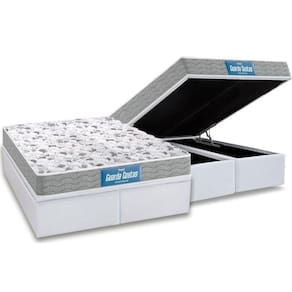 Cama Box Baú Queen: Colchão Espuma D45 Probel  / EP Guarda Costas PróExtreme Plus Double Face + Base CRC Courano White(158x198)