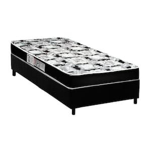Cama Box Solteiro: Colchão Espuma Luckspuma Roland Garros Pro + Base CRC Suede Black(88x188)
