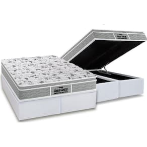 Cama Box Baú Queen: Colchão Ortopédico Probel D45 / EP Guarda Costas PróExtreme Plus + Base CRC Courano White(158x198)