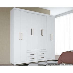 Guarda Roupa 8 Portas e 4 Gavetas c/ Pés Nápoles Branco - Santos Andirá