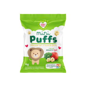 Kit 6X: Snack Infantil Puffs Brócolis e Maçã Nhami Mami 15g