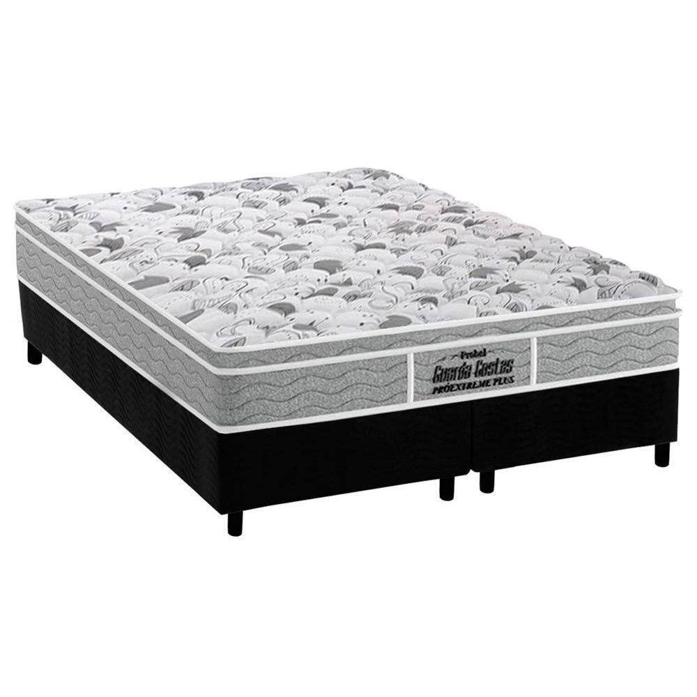Cama Box Queen: Colchão Anatômico Probel D45/EP Guarda Costas Próextreme Plus + Base CRC Suede Black(158x198)