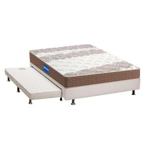 Cama Box c/Auxiliar Casal: Colchão Espuma Probel D33 Guarda Costa Brown + Base CRC Courano White(138x188)