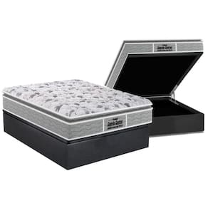 Cama Box Baú Casal: Colchão Ortopédico Probel D45 / EP Guarda Costas PróExtreme Plus Pillow Top + Base CRC Suede Gray(138x188)