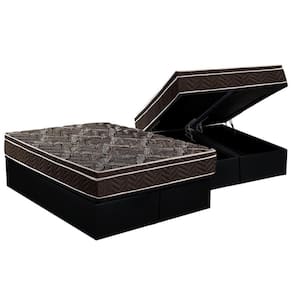 Cama Box Baú Queen: Colchão Anatômico Paropas D28 / EP Pasquale + Base CRC Suede Black(158x198)