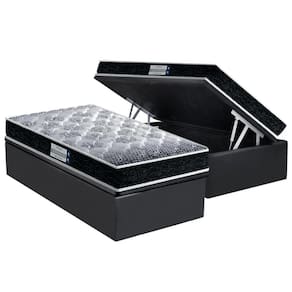 Cama Box Baú Solteiro: Colchão Ortopédico Probel D33/EP Firmepedic ProDormir Advanced Tech1500 Double Face + Base CRC Suede Gray(88x188)